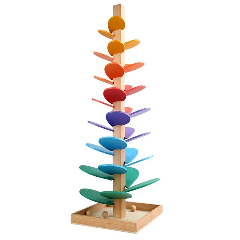 Y67A-Rainbow Musical Tree Toy Demolition Leaves Tower Ball Game Kids Educational Music Tree Toys